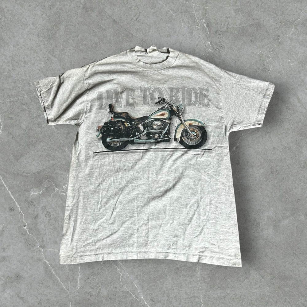 Vintage Harley Davidson Shirt Men’s Large Grey‎ 90s Live To Ride Biker Moto 1993